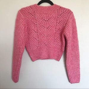 Industry Republic Clothing Bubblegum Pink Mock Neck Cropped Sweater Small NEW